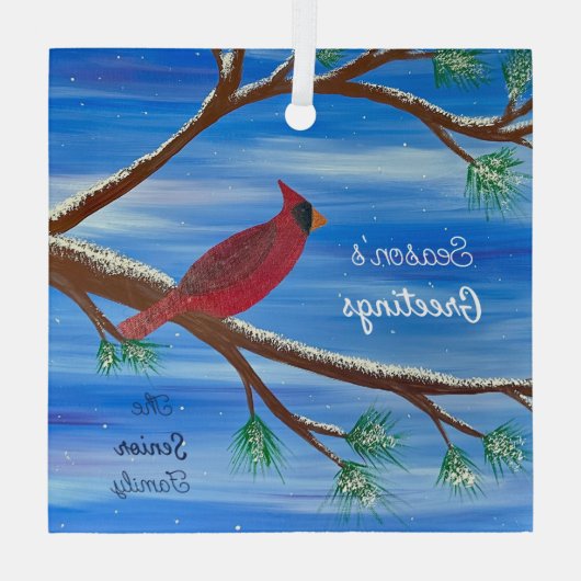 Winter Cardinal Glas Ornament (Achterkant)