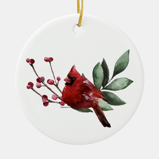 Winter Cardinal Kerstmis | Aangepaste 4 Collage Fo Keramisch Ornament (Voorkant)