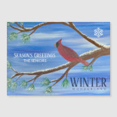 Winter Cardinal Magnetic Christmas Card (Voorkant)