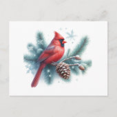Winter Cardinal Pine and Snowflakes Briefkaart (Voorkant)
