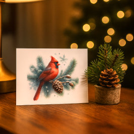 Winter Cardinal Pine and Snowflakes  Briefkaart