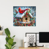 Winter Cardinal Poster (Thuiskantoor)