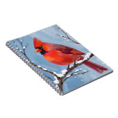 Winter Cardinal Rode Vogel Aquarel Schilderij Notitieboek (Rechterzijde)