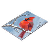 Winter Cardinal Rode Vogel Aquarel Schilderij Notitieboek (Linkerzijde)