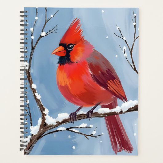 Winter Cardinal Rode Vogel Aquarel Schilderij Planner (Voorkant)