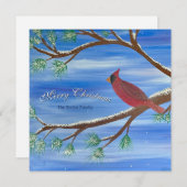 Winter Cardinal Square Christmas Card Feestdagenkaart (Voorkant / Achterkant)