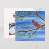 Winter Cardinal Vierkant Kerstkaart (Voorkant / Achterkant)