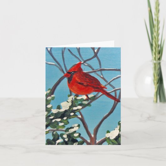 Winter Cardinal Vouwkaart Aankondiging (Voorkant)