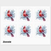 Winter Cardinal with Snowflakes on Icy Branch Vierkante Sticker (Vel)