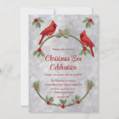 Winter Cardinals and Pines Party Invitation Kaart (Voorkant)