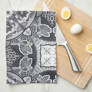 Winter Cardinals Bird Mandala met de hand getekend Theedoek