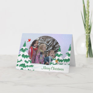 Winter Cardinals kerstgroet Foto Feestdagen Kaart