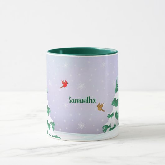 Winter Cardinals kerstgroet Mok (Midden)