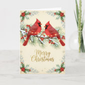 Winter Cardinals Merry Christmas Card Kaart (Voorkant)
