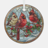Winter Cardinals on Berry Branches  Glas Ornament (Voorkant)