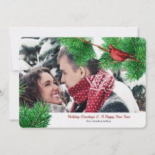 Winter Cardinals Photo Holiday Card Feestdagenkaart