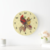 Winter Cardinals Pine en Holly Grote Klok (Huis)