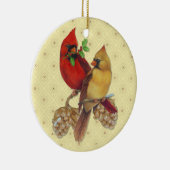 Winter Cardinals Pine en Holly Keramisch Ornament (Rechts)