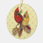 Winter Cardinals Pine en Holly Keramisch Ornament (Links)