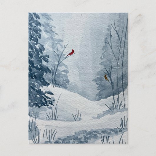 Winter Cardinals Postcard Briefkaart (Voorkant)