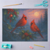 Winter Cardinals Under the Solstice Moon Decoupage Tissuepapier (Craft)