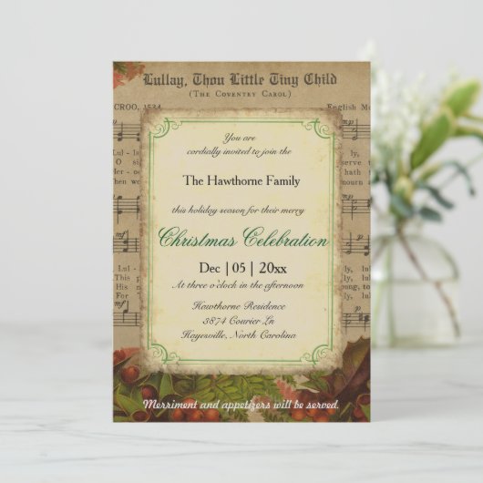  Winter Carol Muziekblad Kerstfeest Kaart (Staand voorkant)