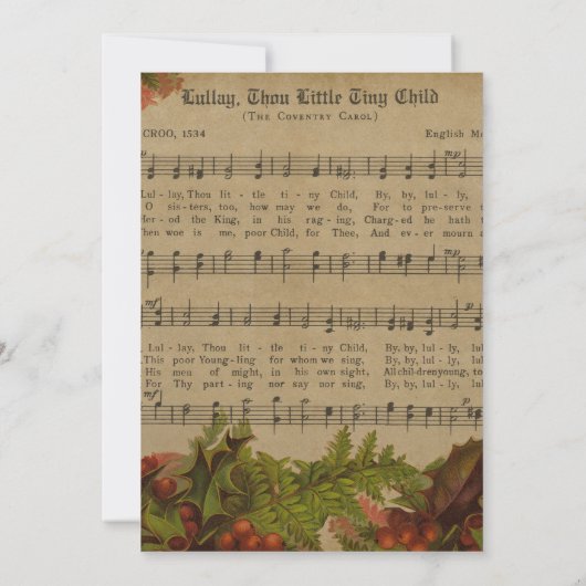  Winter Carol Muziekblad Kerstfeest Kaart (Achterkant)