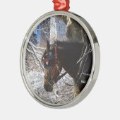 Winter Carriage Horse Metalen Ornament (Links)