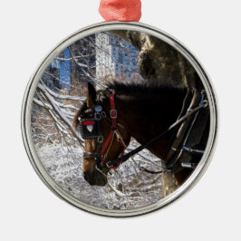 Winter Carriage Horse Metalen Ornament