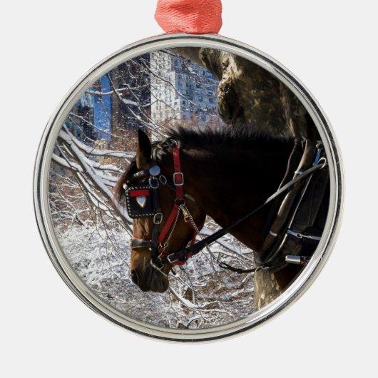 Winter Carriage Horse Metalen Ornament (Voorkant)