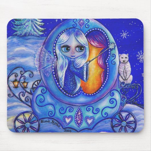 Winter Carriage Ride Fairy Mousepad Muismat (Voorkant)