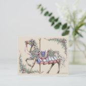 Winter Carrousel Paard Briefkaart (Staand voorkant)