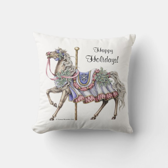 Winter Carrousel Paard Kussen (Voorkant)