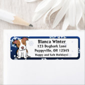 Winter Cartoon Amerikaanse Pit Bull Terrier Etiket (Insitu)