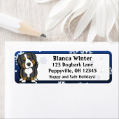 Winter Cartoon Berner Berghond Etiket (Insitu)