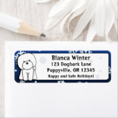 Winter Cartoon Bichon Frise Etiket (Insitu)