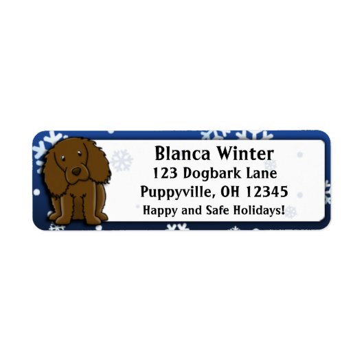 Winter Cartoon Boykin Spaniel Etiket (Voorkant)