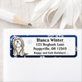 Winter Cartoon Fawn Bearded Collie Etiket (Insitu)