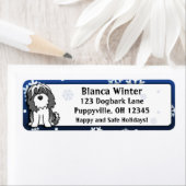 Winter Cartoon Tibetaanse Terriër Etiket (Insitu)