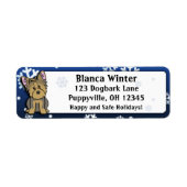 Winter Cartoon Yorkie Etiket (Voorkant)