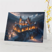 Winter Castle kerst Kaart. Kaart (Gele Bloem)