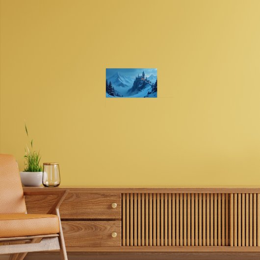 Winter Castle Mountain Fantasy Landscape Poster (Woonkamer 2)