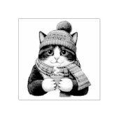 Winter Cat Cocoa Rubberstempel (Afrduk)