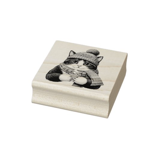 Winter Cat Cocoa Rubberstempel (Stempel)