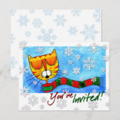 Winter Cat - Je bent uitgenodigd! Briefkaart (Voorkant / Achterkant)