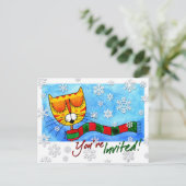 Winter Cat - Je bent uitgenodigd! Briefkaart (Staand voorkant)