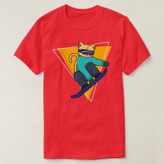 Winter Cat op Snowboard Snowboarding T-shirt (Design voorkant)