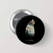 Winter Cat Print Swea_1 Ronde Button 5,7 Cm (Voorkant /achterkant)