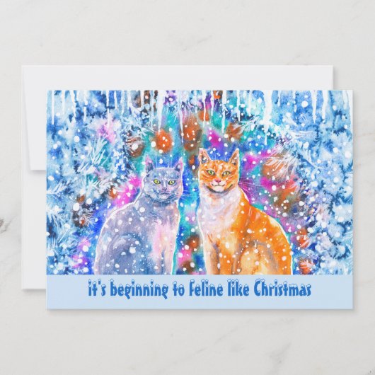 Winter Cats Funny Holiday Pun kerstkaart (Voorkant)