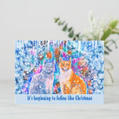 Winter Cats Funny Holiday Pun kerstkaart (Staand voorkant)